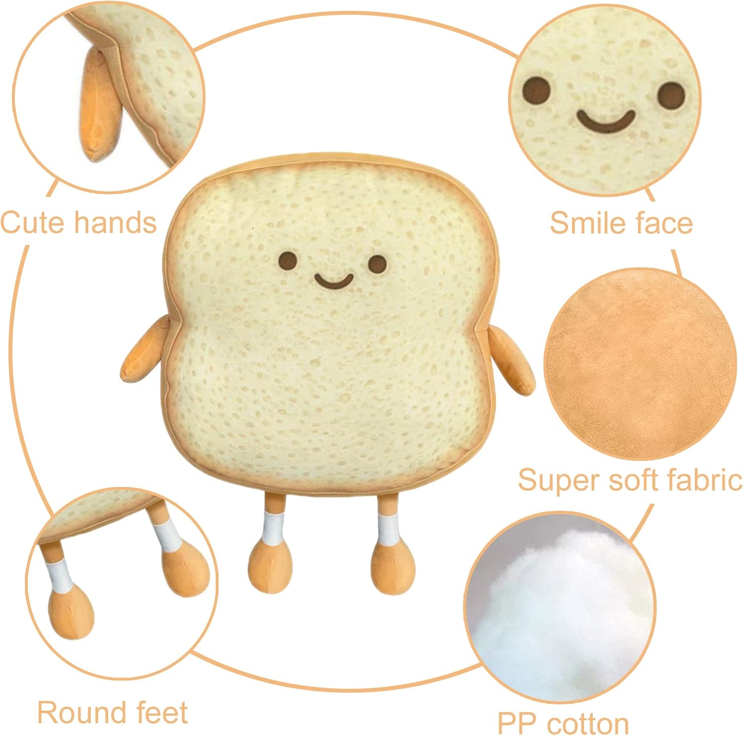 Funny Toast Bread Plush Pillow Toy for Home Relaxation