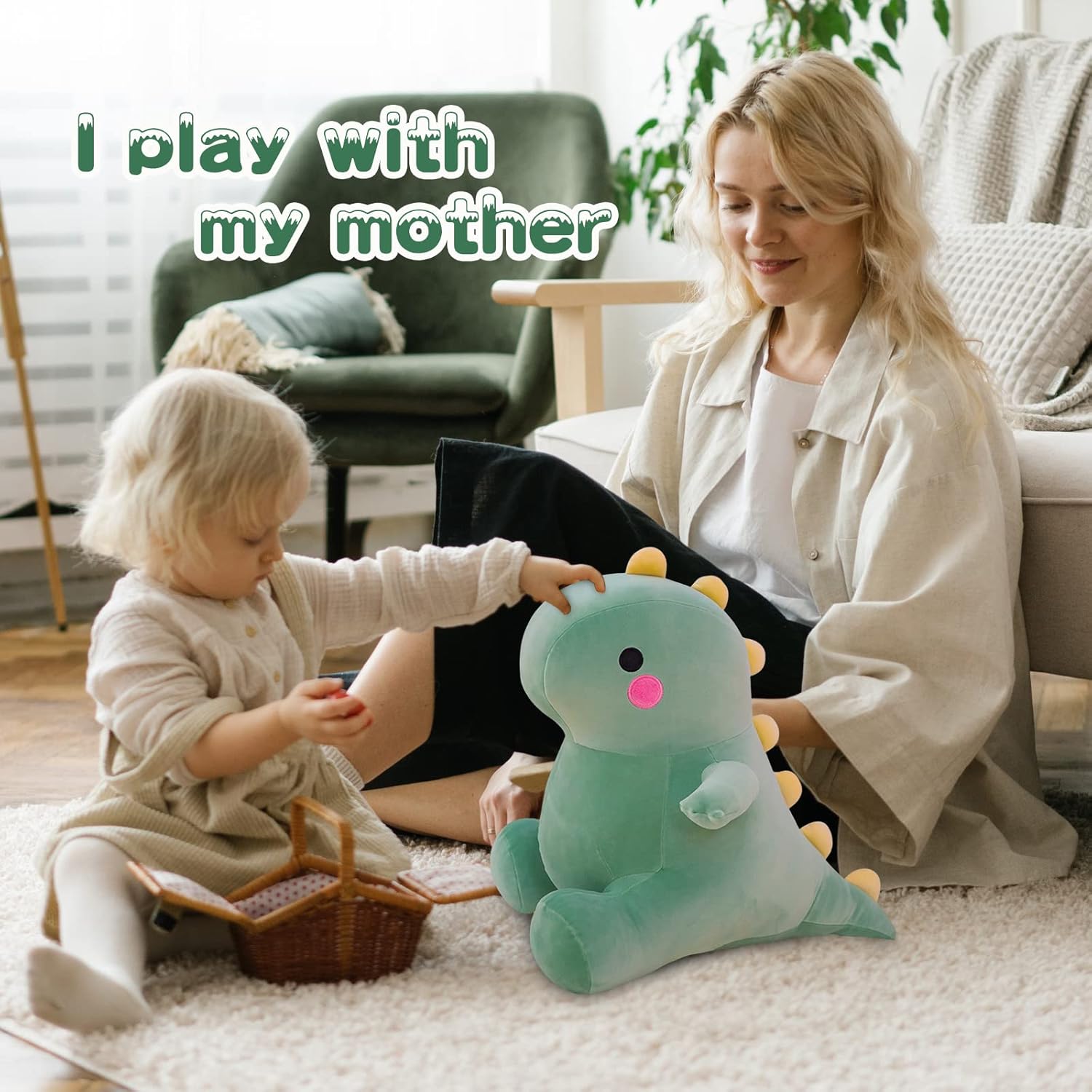 Green Dinosaur Plush Toy 13in Cute Stuffed Animal Doll