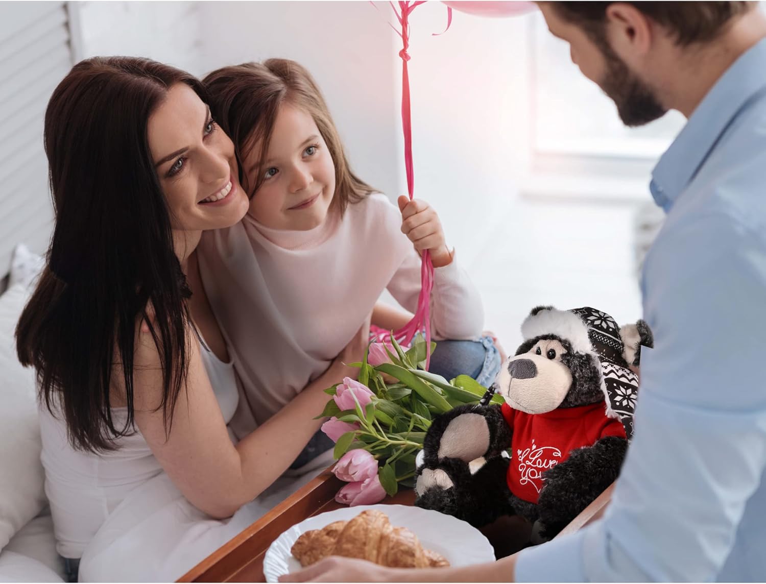 DolliBu I Love You Valentine Plush Black Bear with Clothes - 125 Inches