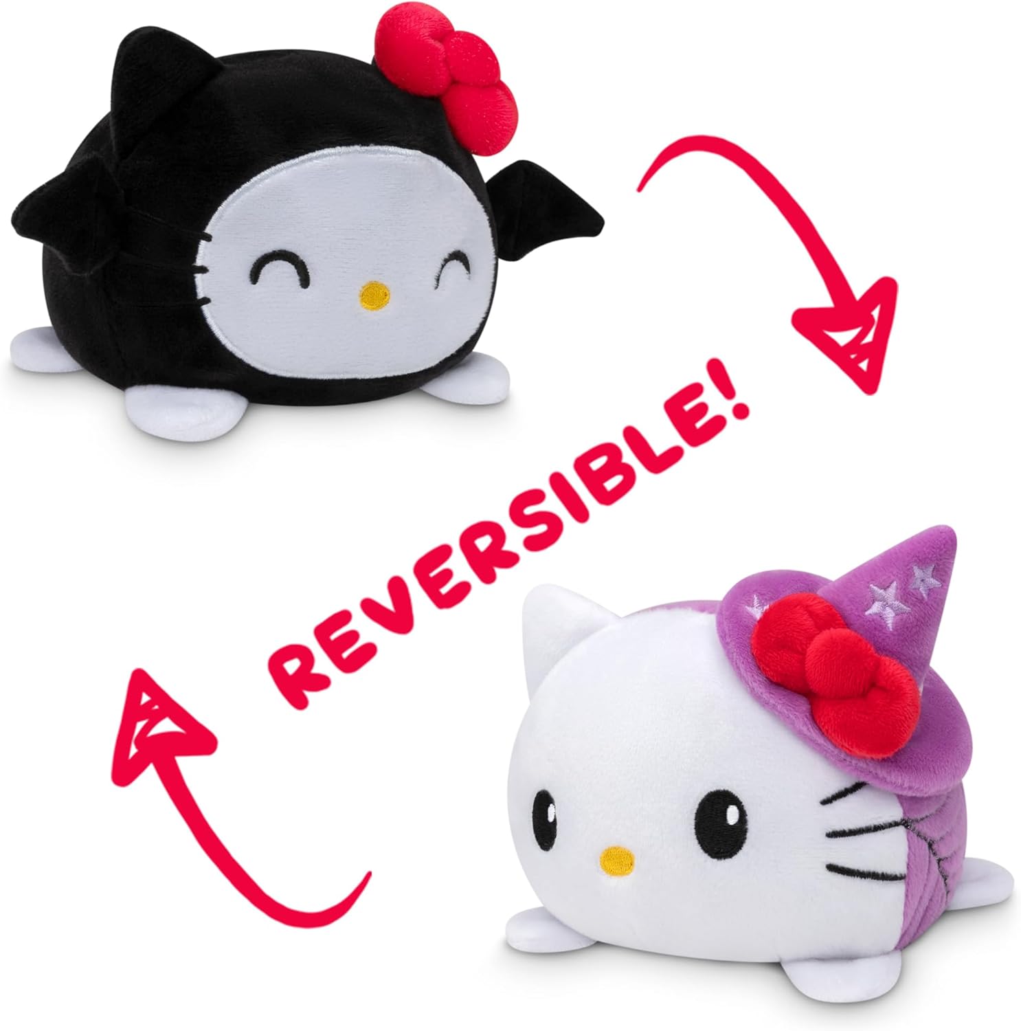 TeeTurtle Witch Bat Hello Kitty Plushie - Reversible Sensory Fidget Toy