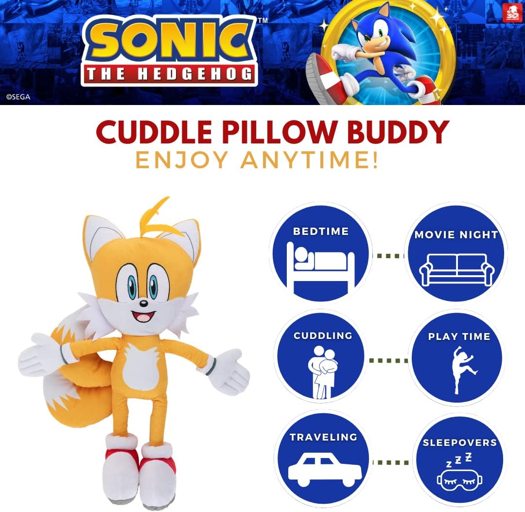 Franco Super Soft Plush Cuddle Pillow Buddy Tails 1