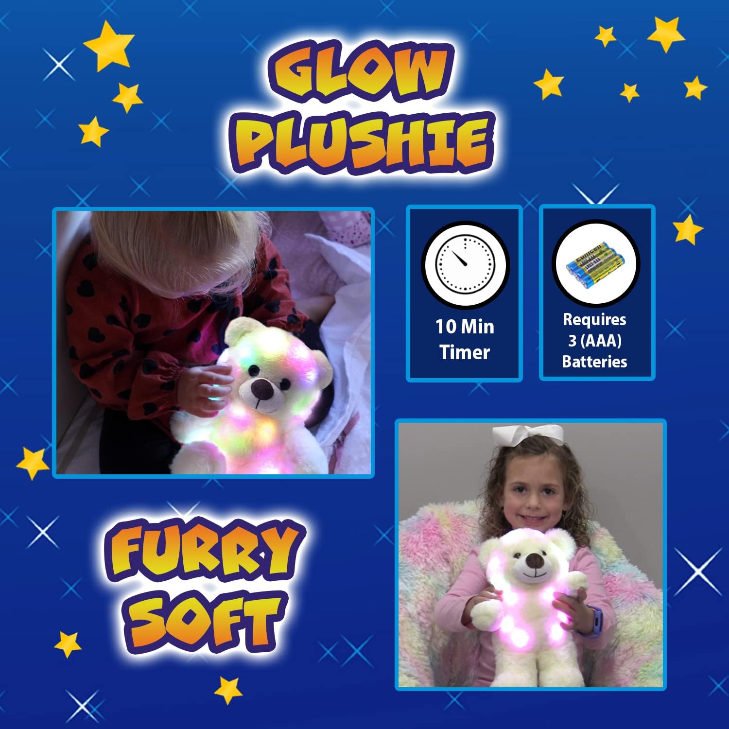 The Noodley LED Light Up Stuffed Animal Sleep Toy - 12 Inch White