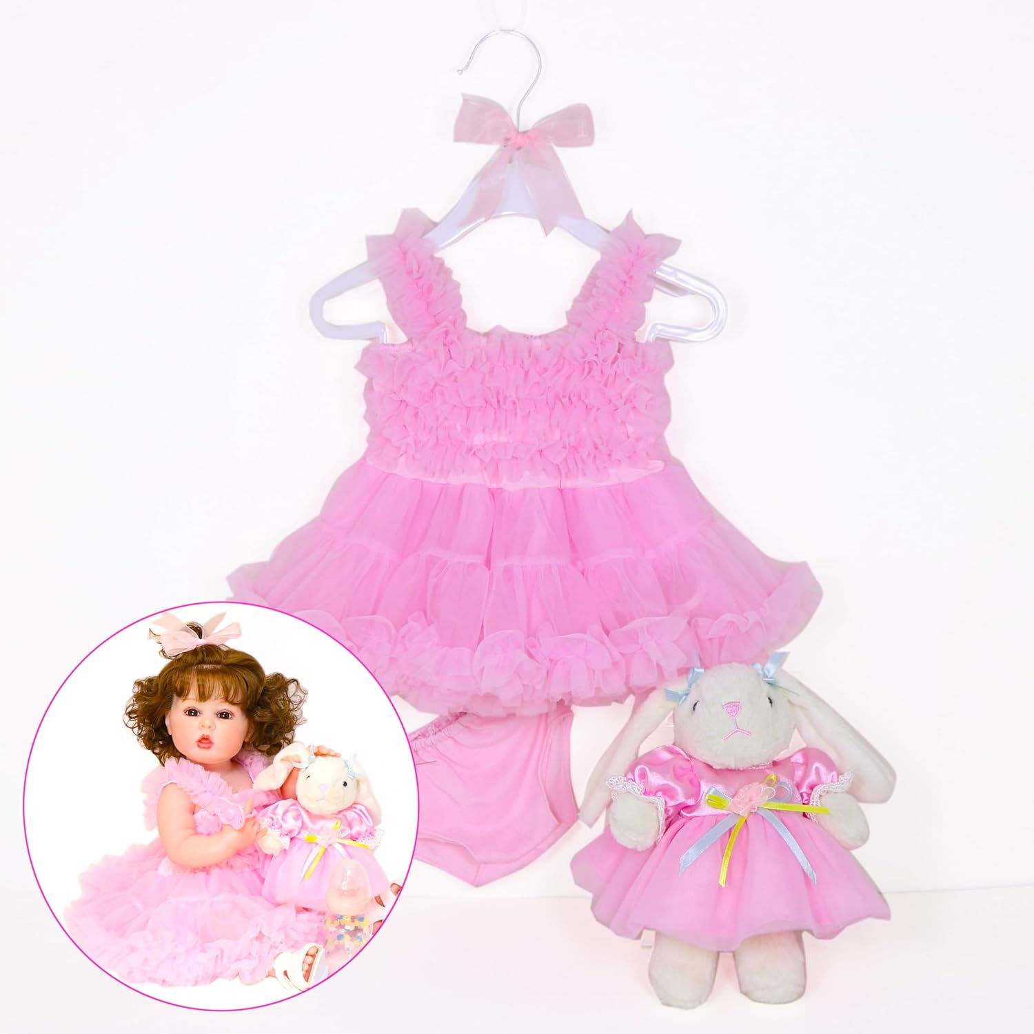 WAWA-HAOKEAI Reborn Doll Clothes Pink 20-22 Inch Sets