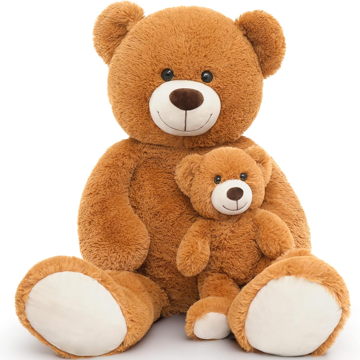 Tezituor Giant Stuffed Animal 39in Brown Teddy Bear Mommy With Baby