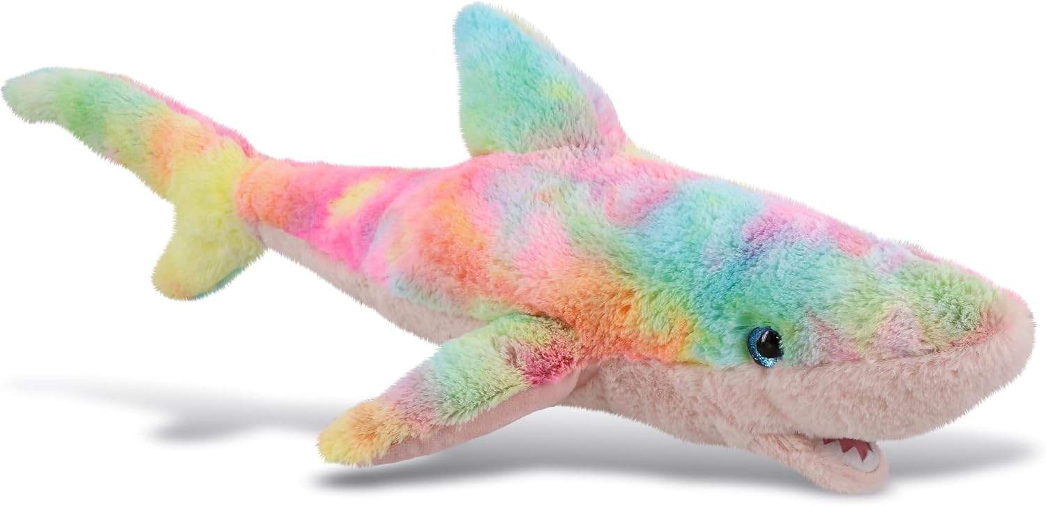 DolliBu Large Rainbow Shark Plush Toy - 23 Inches