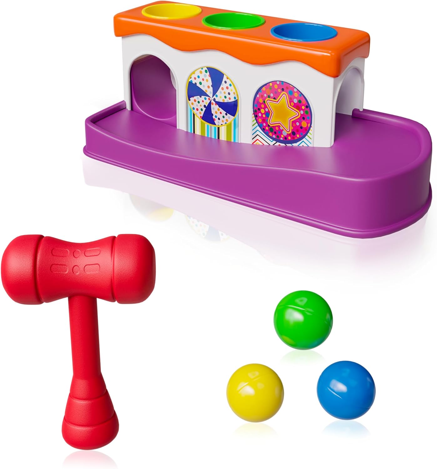 Lollipop Baby Hammer Toy Set - 3 Balls Child-Friendly Hammer