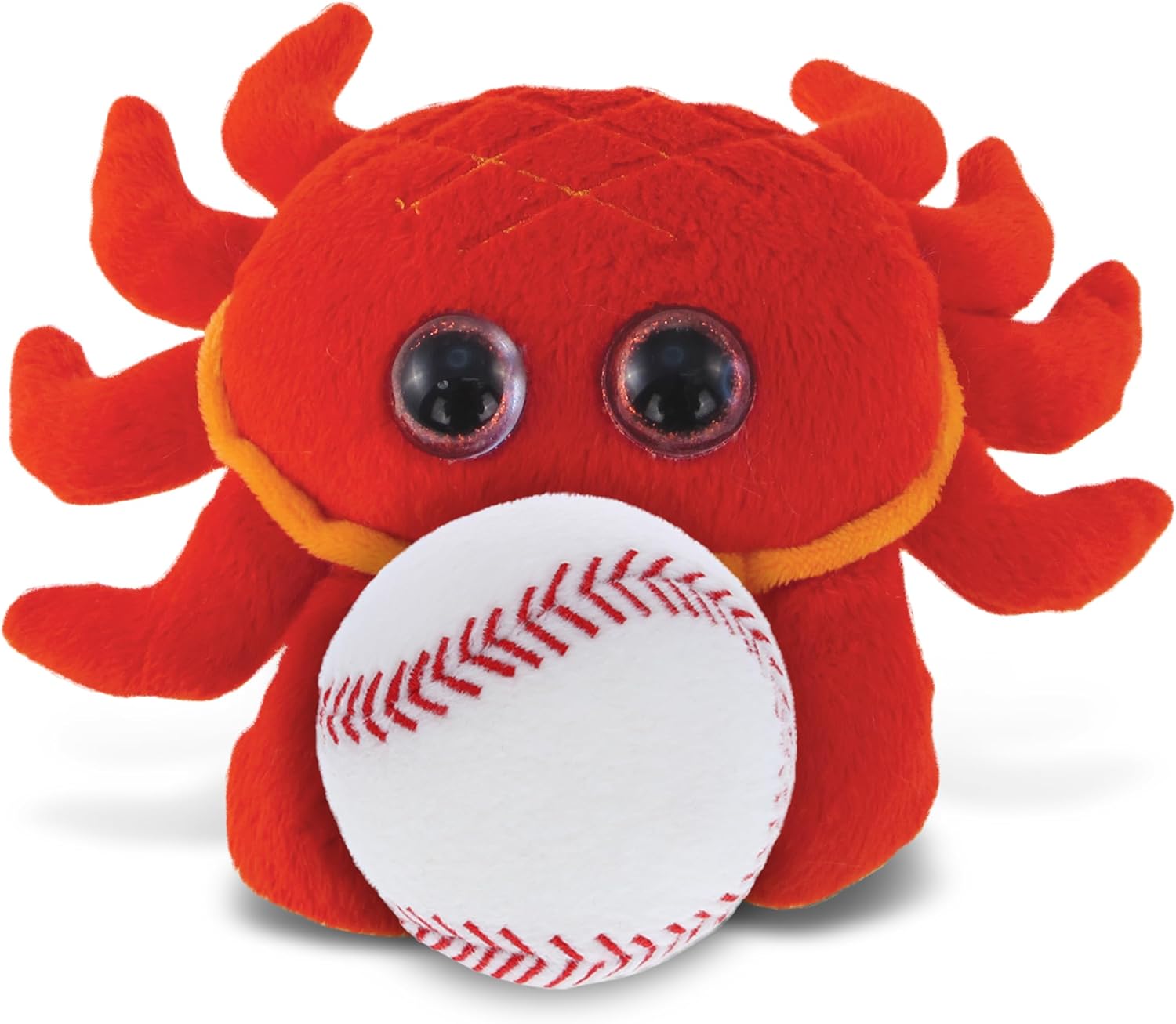 DolliBu Big-Eye Red Crab Plush with Baseball - 6 Inch