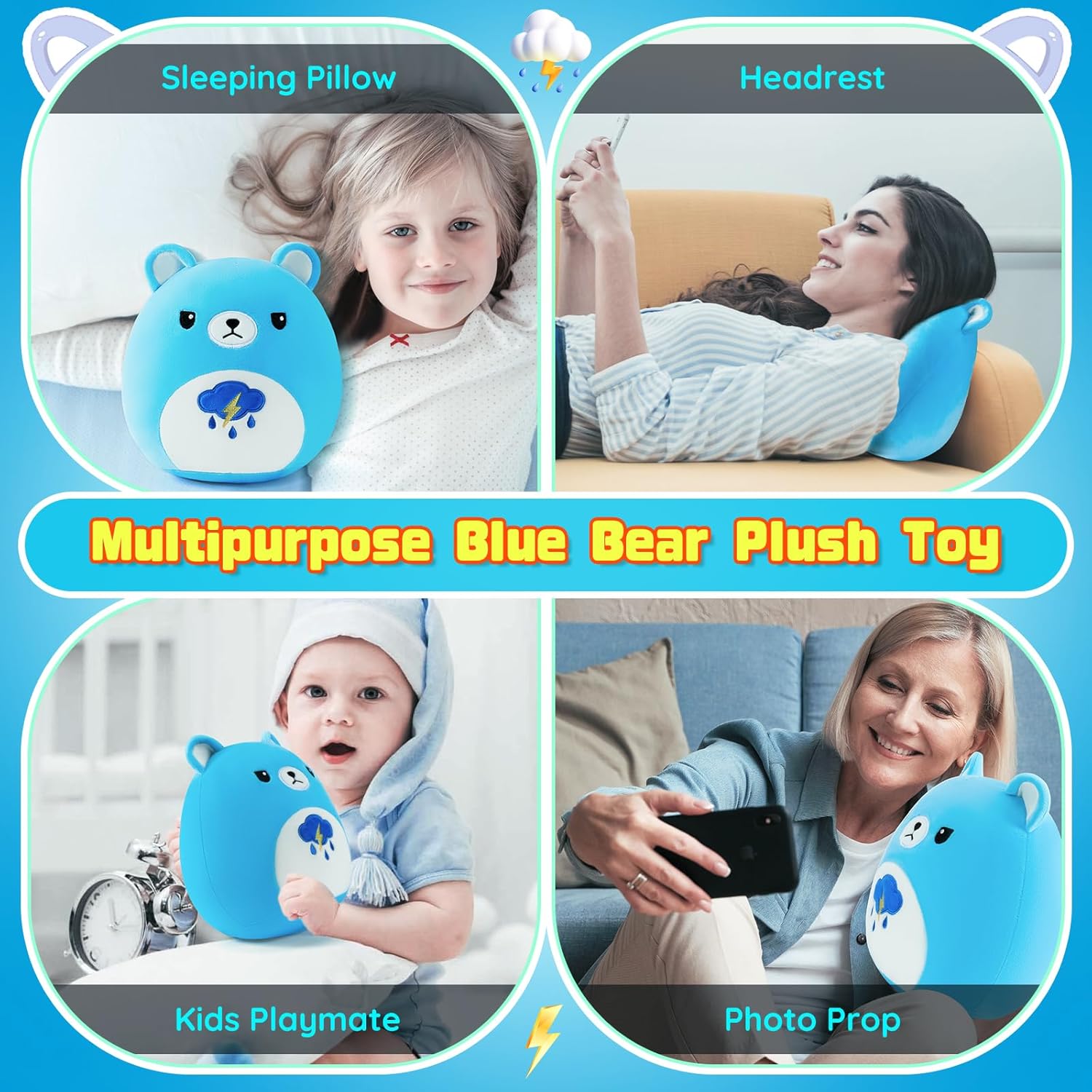 Auspicious Beginning Blue Bear Plush Toy - 11 Stuffed Animal