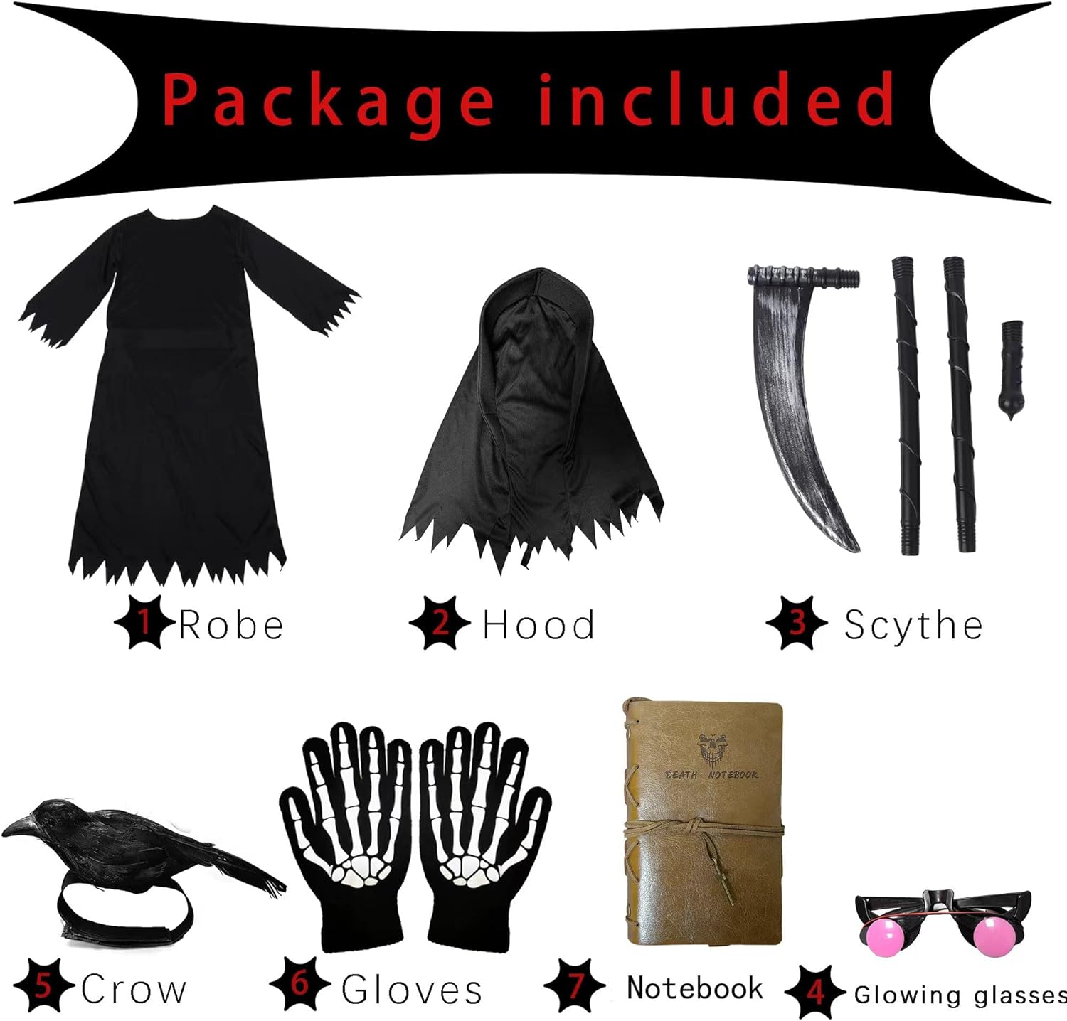 Grim Reaper Costume Kids Halloween Set for Boys