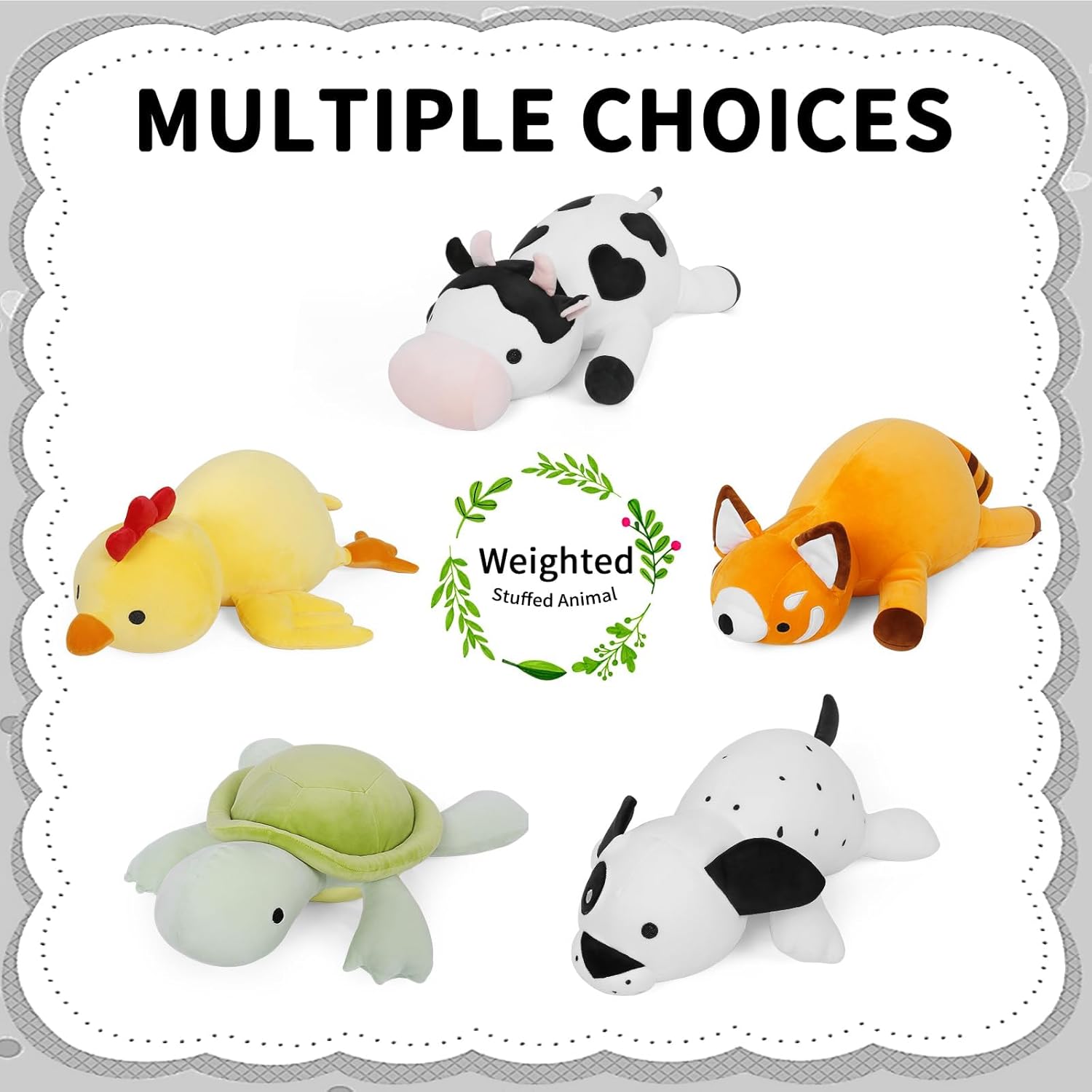FLORVIV Weighted Cow Plush Toy 24 42lb Comfort Pillow for Kids