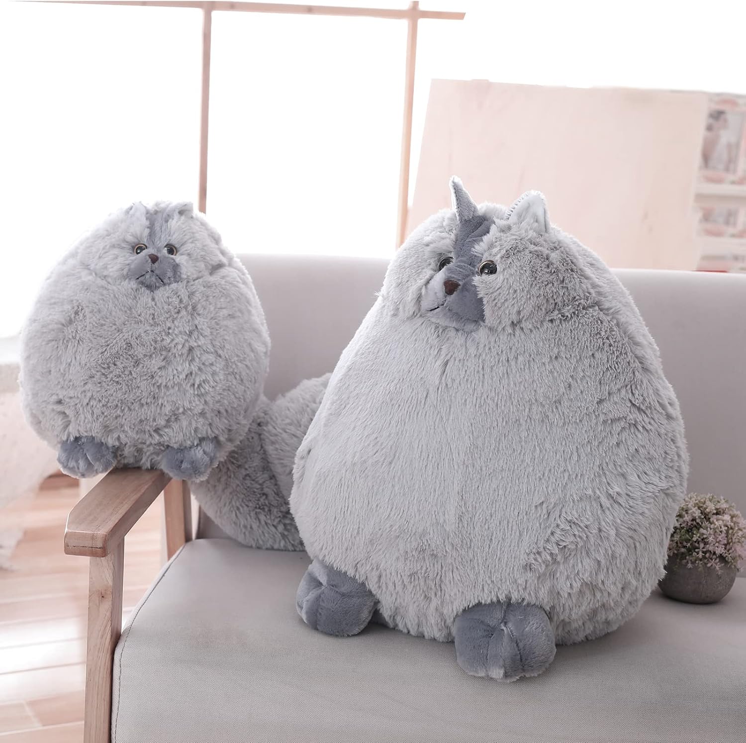 Winsterch Gray Fat Cat Plushie 10 Inches