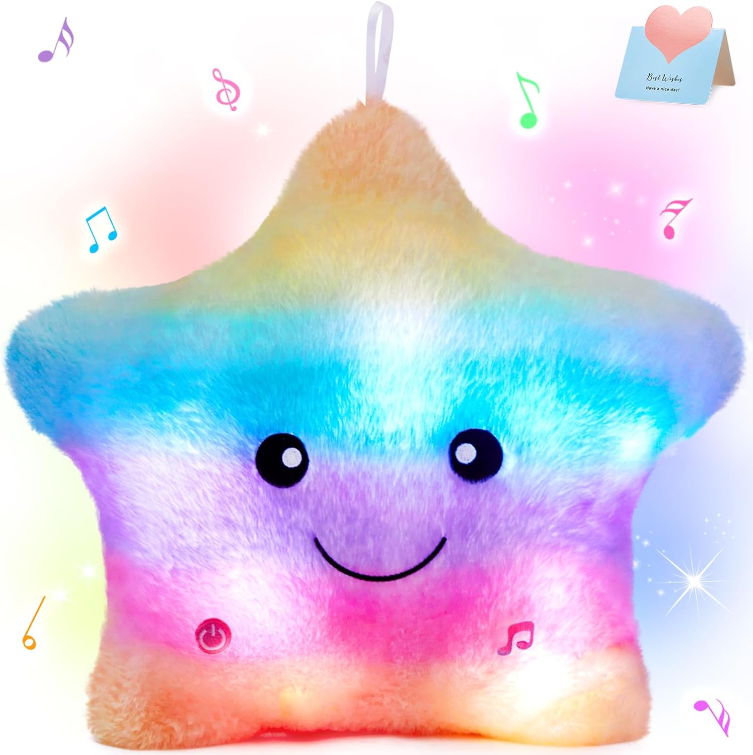 BSTAOFY 13 Inch Rainbow LED Musical Star Stuffed Animal Toy