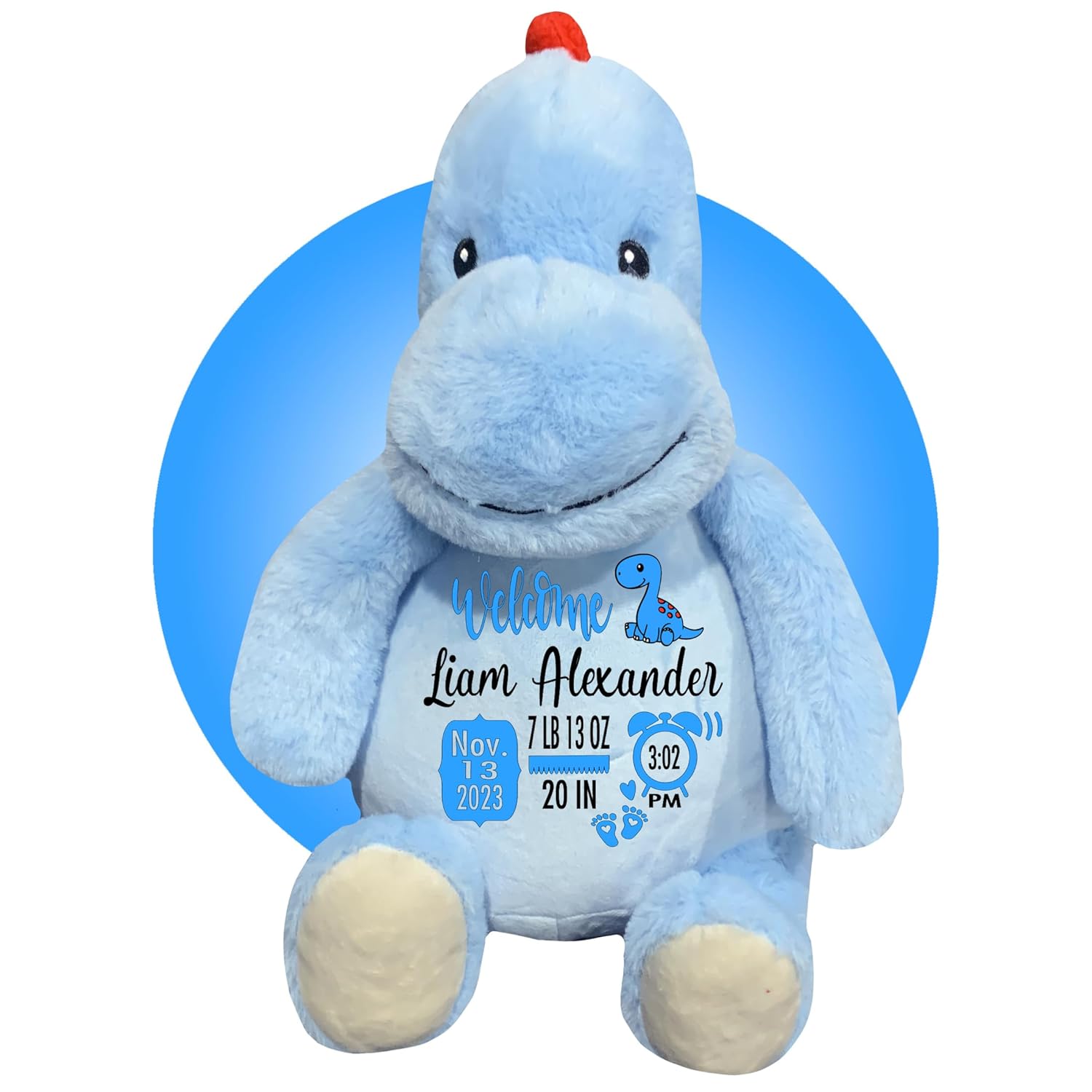 Baby Birth Stats Plush - Green Dinosaur