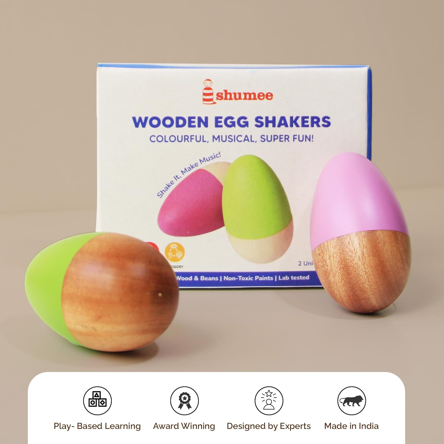 Shumee Wooden Easter Egg Shakers Set of 2