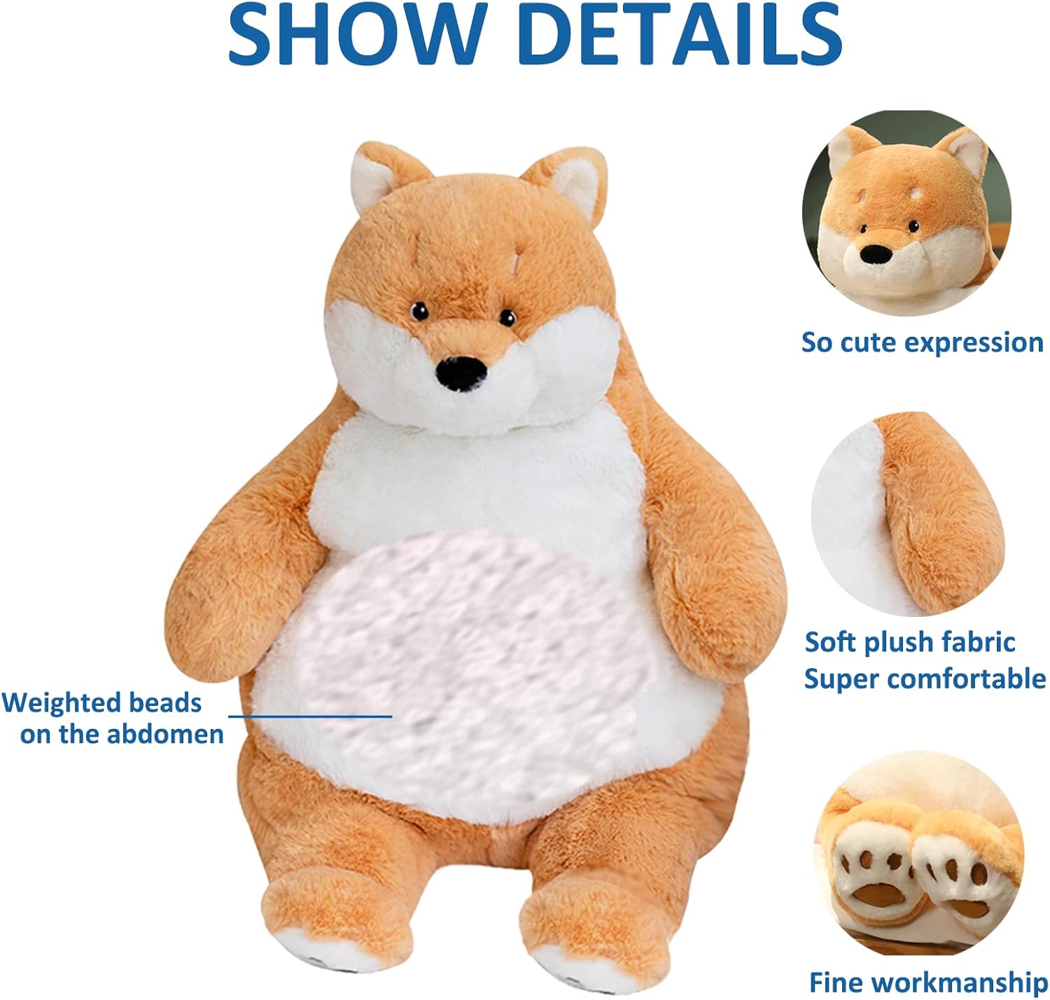 Ronivia Shiba Inu Weighted Plush Animal Pillow