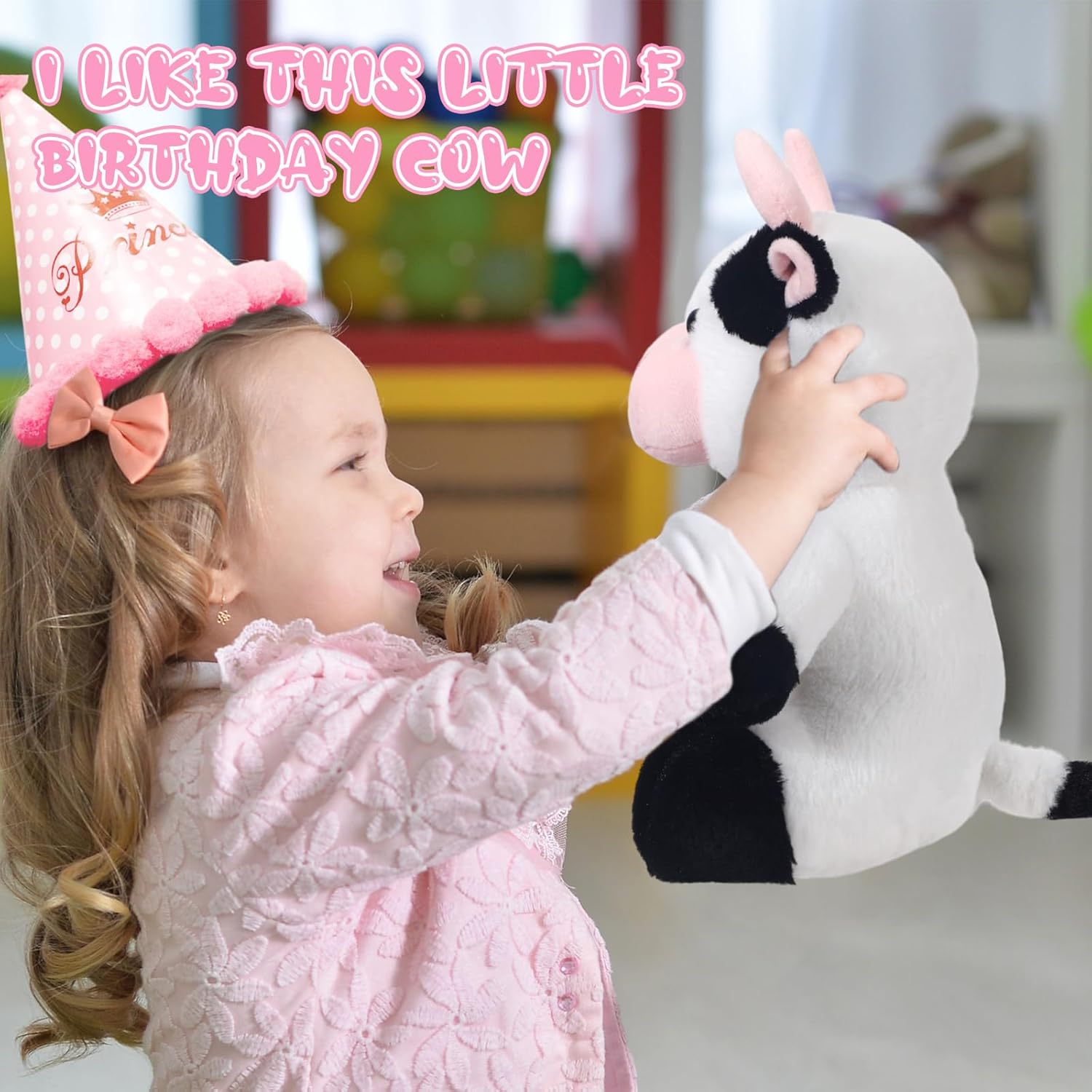 HyDren 98 Inch Happy Birthday Cow Plush Toy