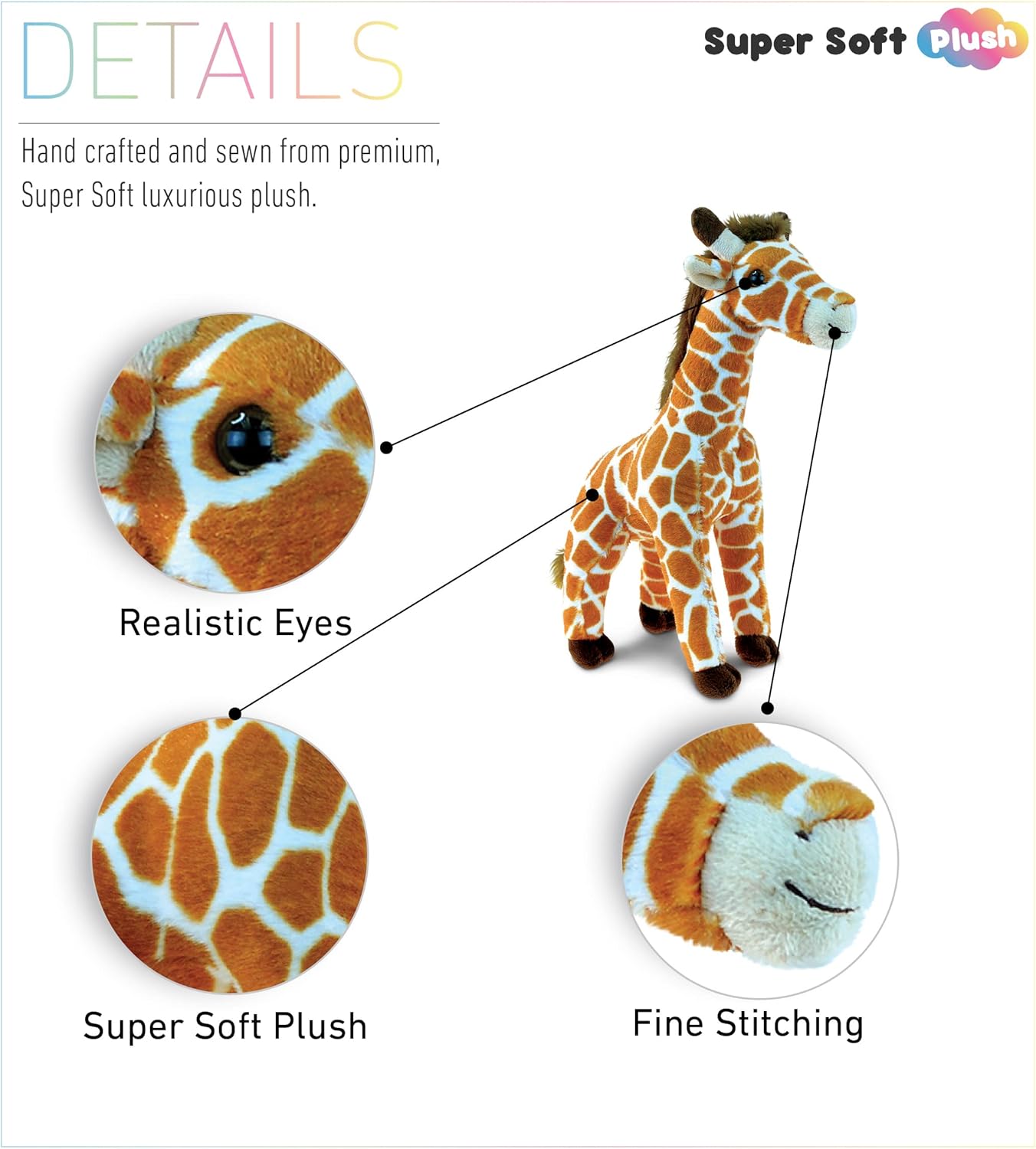 DolliBu Plush Giraffe Toy - Soft Huggable 125 Inch