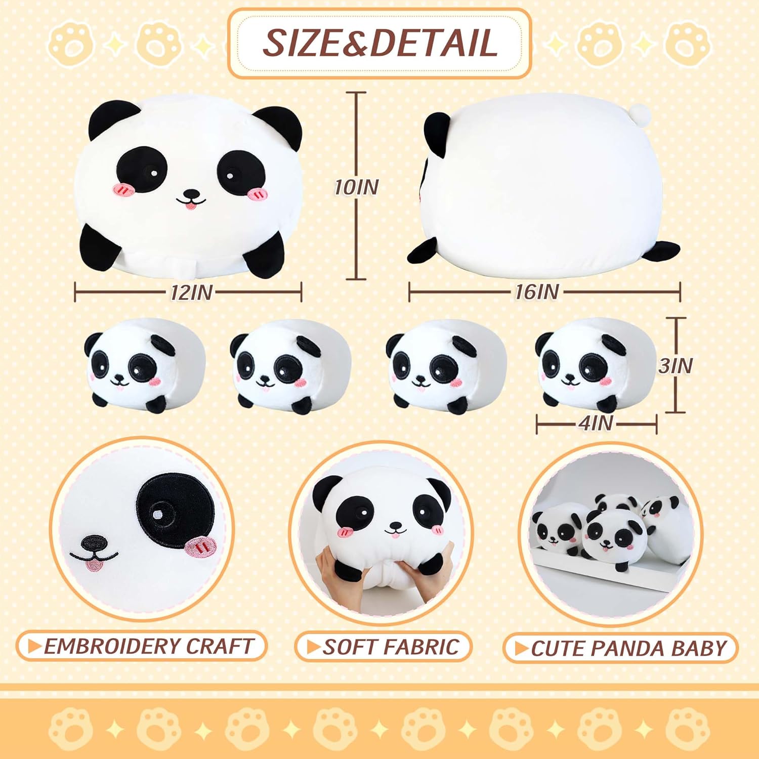 AtoBaby Cute Panda Plush Toy - 16 Inches with 4 Babies
