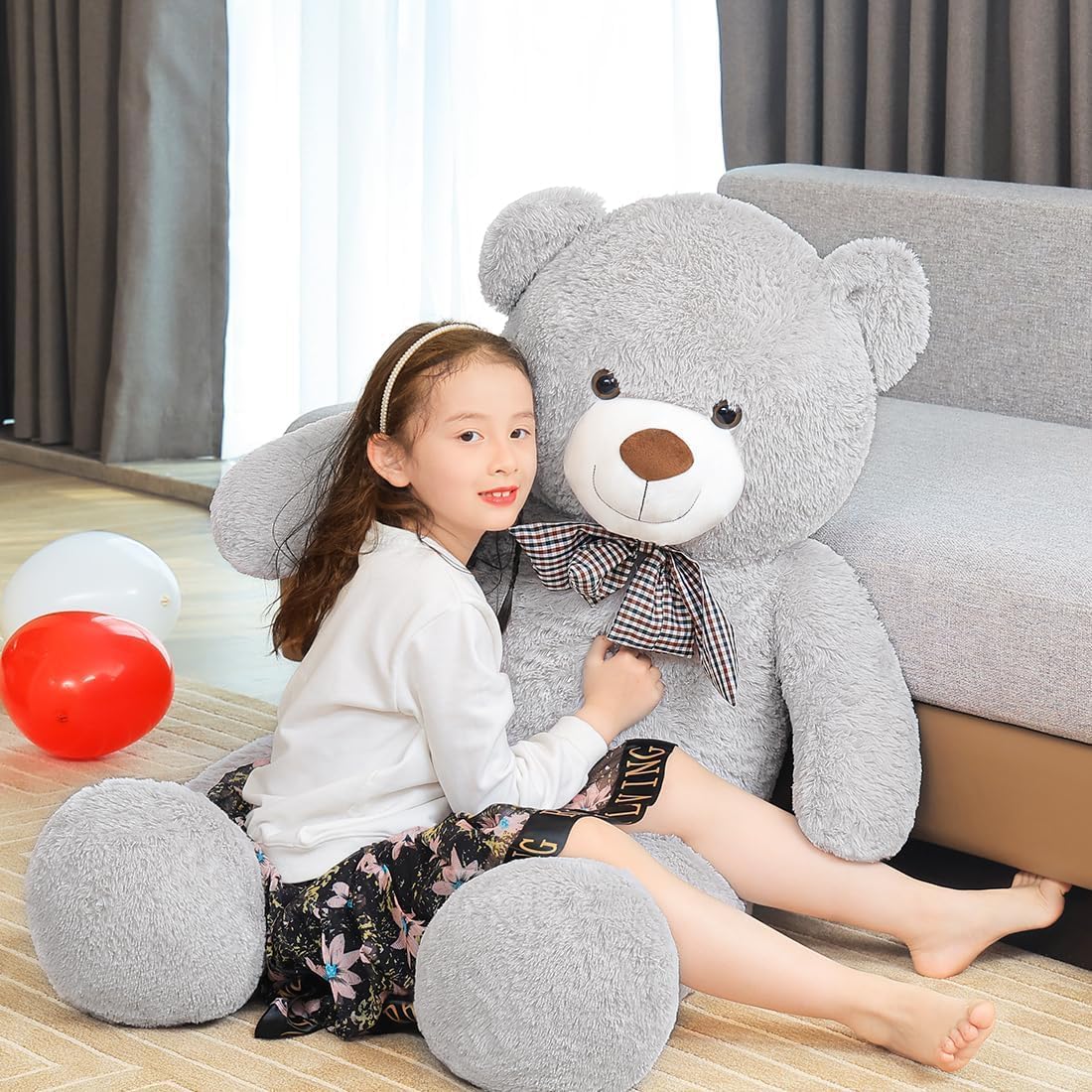 Yeqivo Giant Grey Teddy Bear Plush Toy 120cm