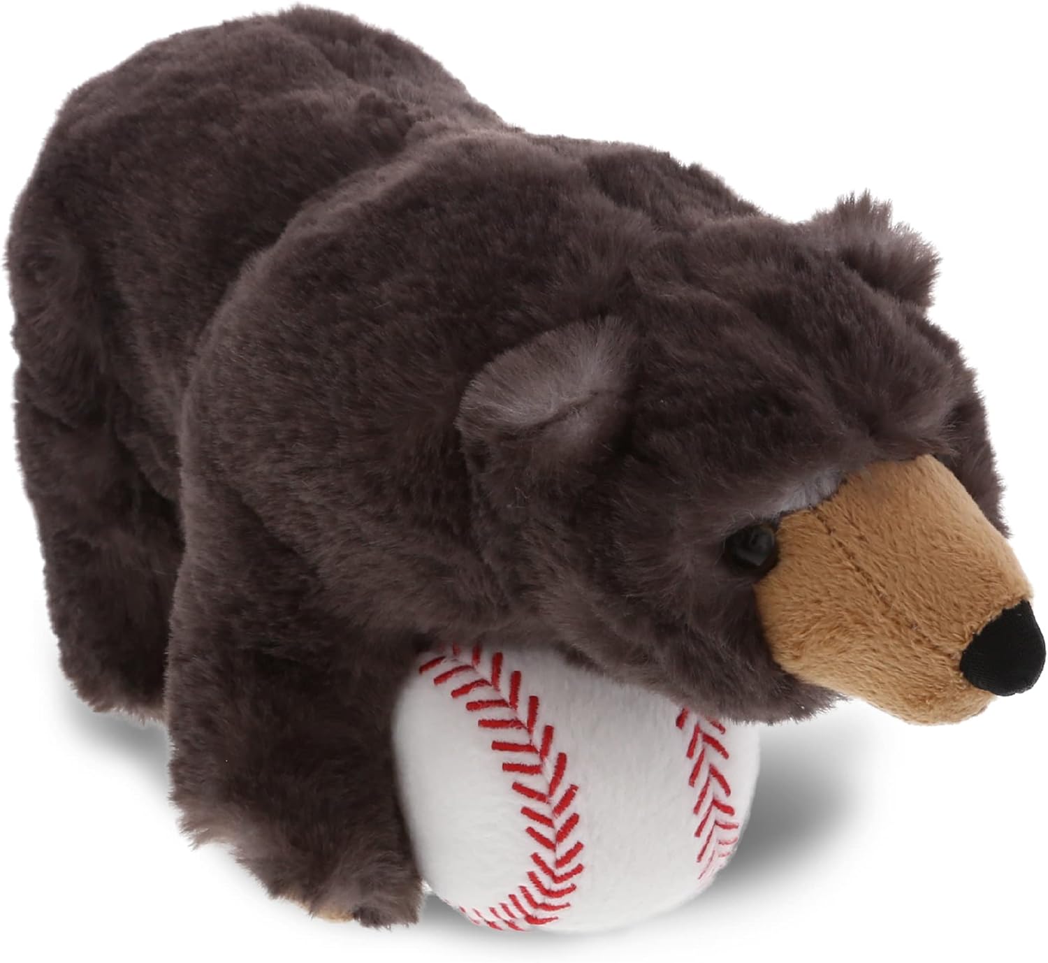 DolliBu Black Bear Plush with Baseball - 11 Inch