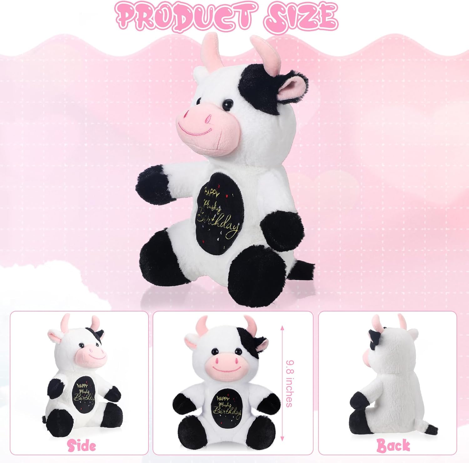 HyDren 98 Inch Happy Birthday Cow Plush Toy