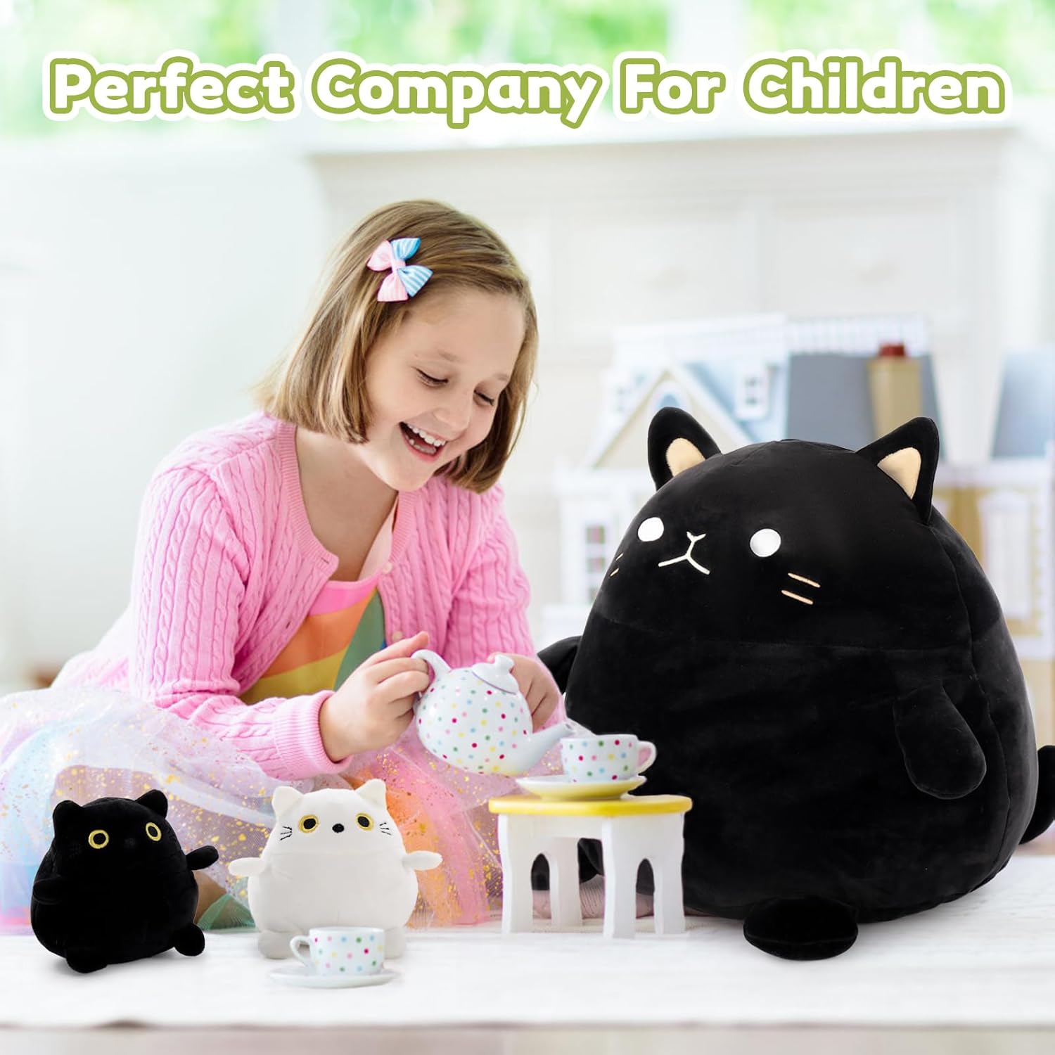 BENINI 4Pcs Giant Black Cat Plush Set