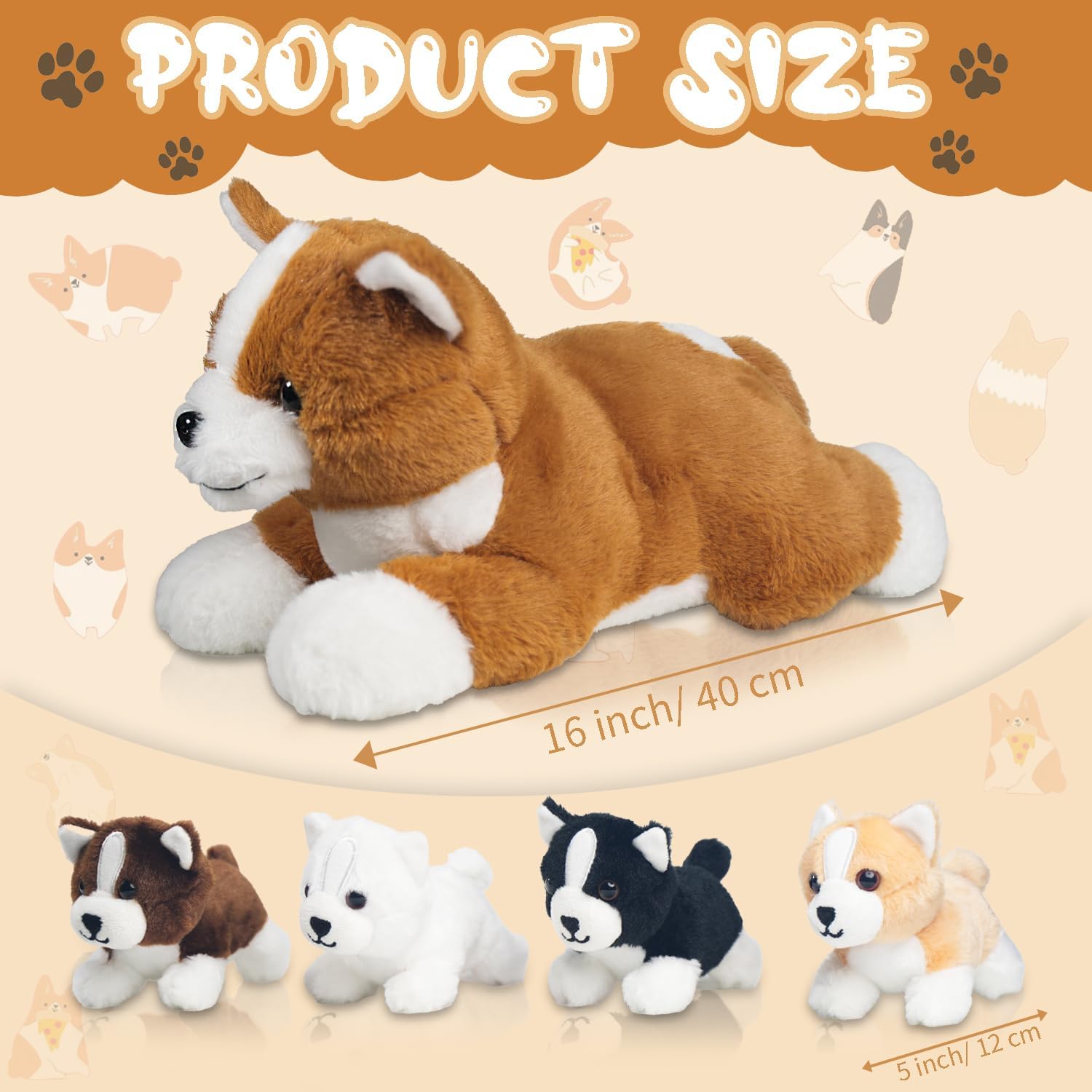 5 Pieces Dog Stuffed Animal Set with Babies