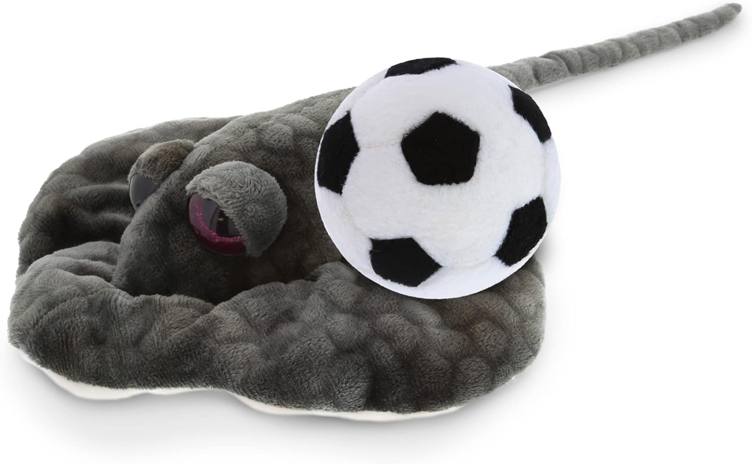 DolliBu Grey Stingray Plush with Soccer Ball - 18 Inches