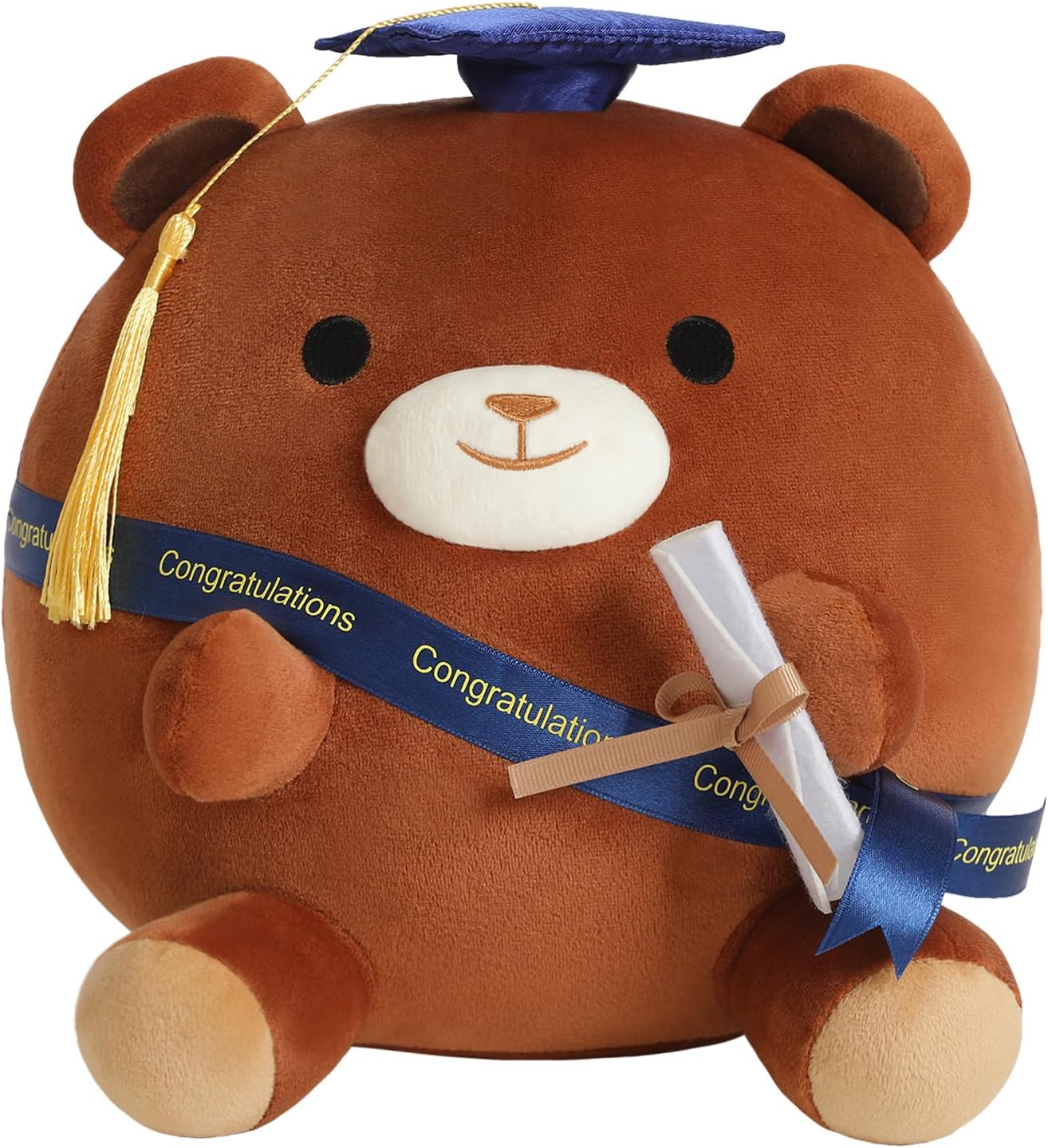 Brown Bear Plushie with Cap and Diploma 10 Inch