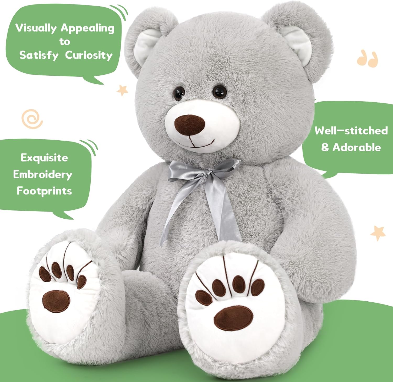 MorisMos 36in Giant Gray Teddy Bear Plush