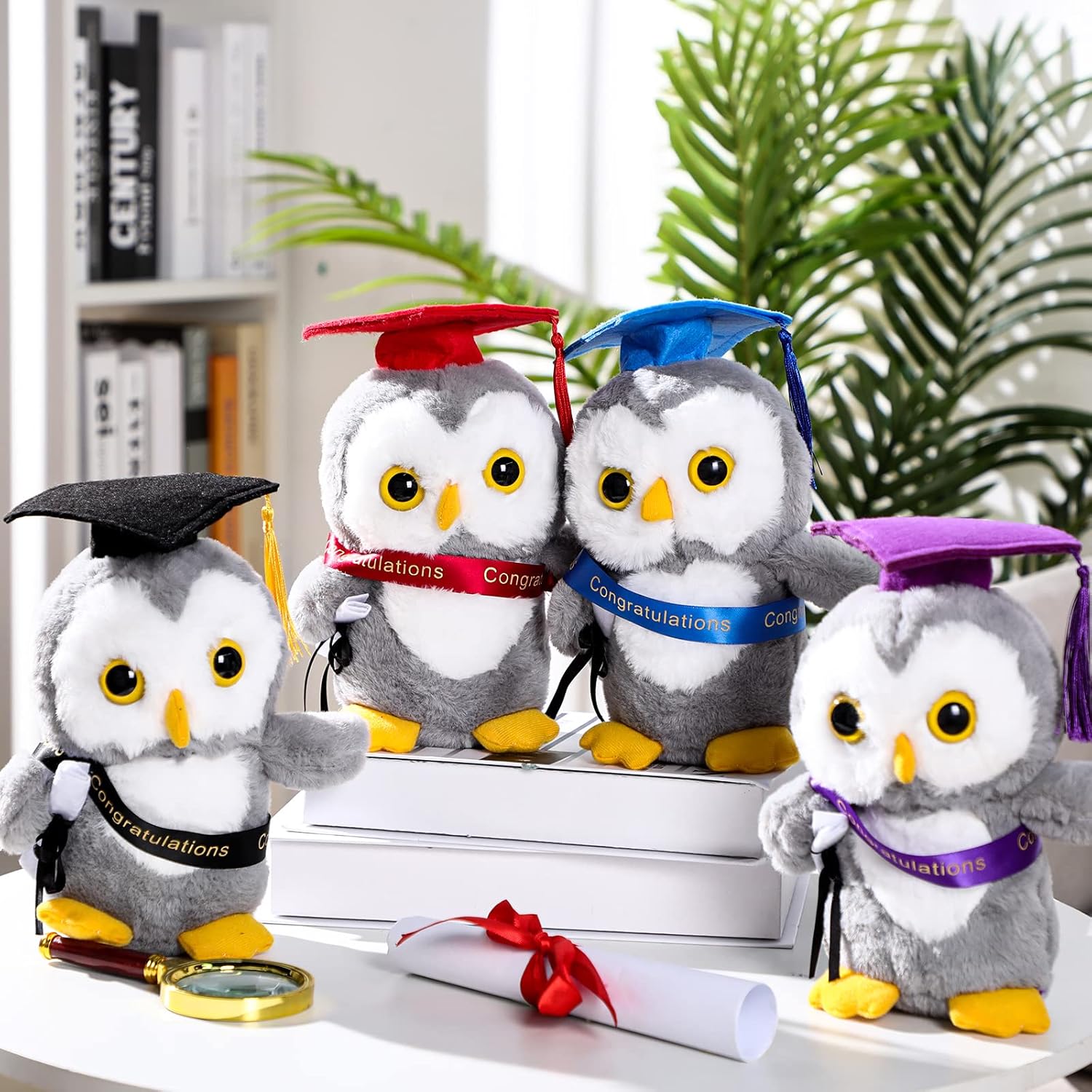 Sotiff 4 Pcs Graduation Owl Plush Toys 9 Inch