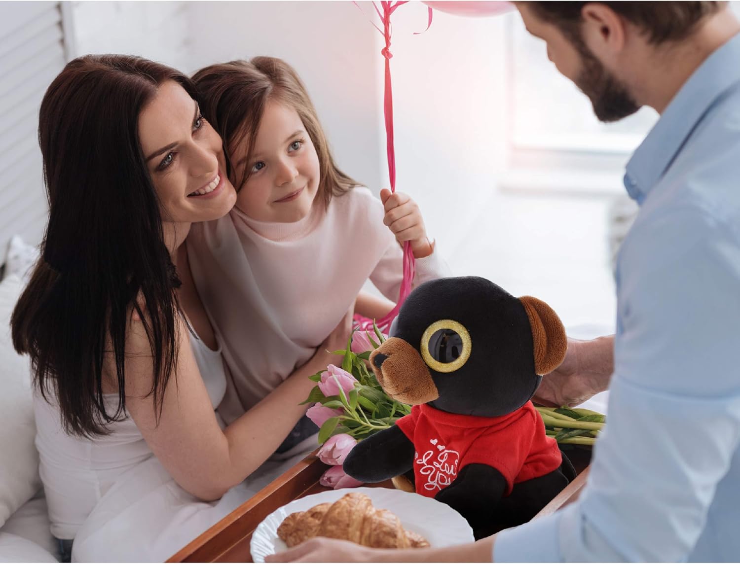 DolliBu I Love You Valentine Plush Black Bear - 8 Inches