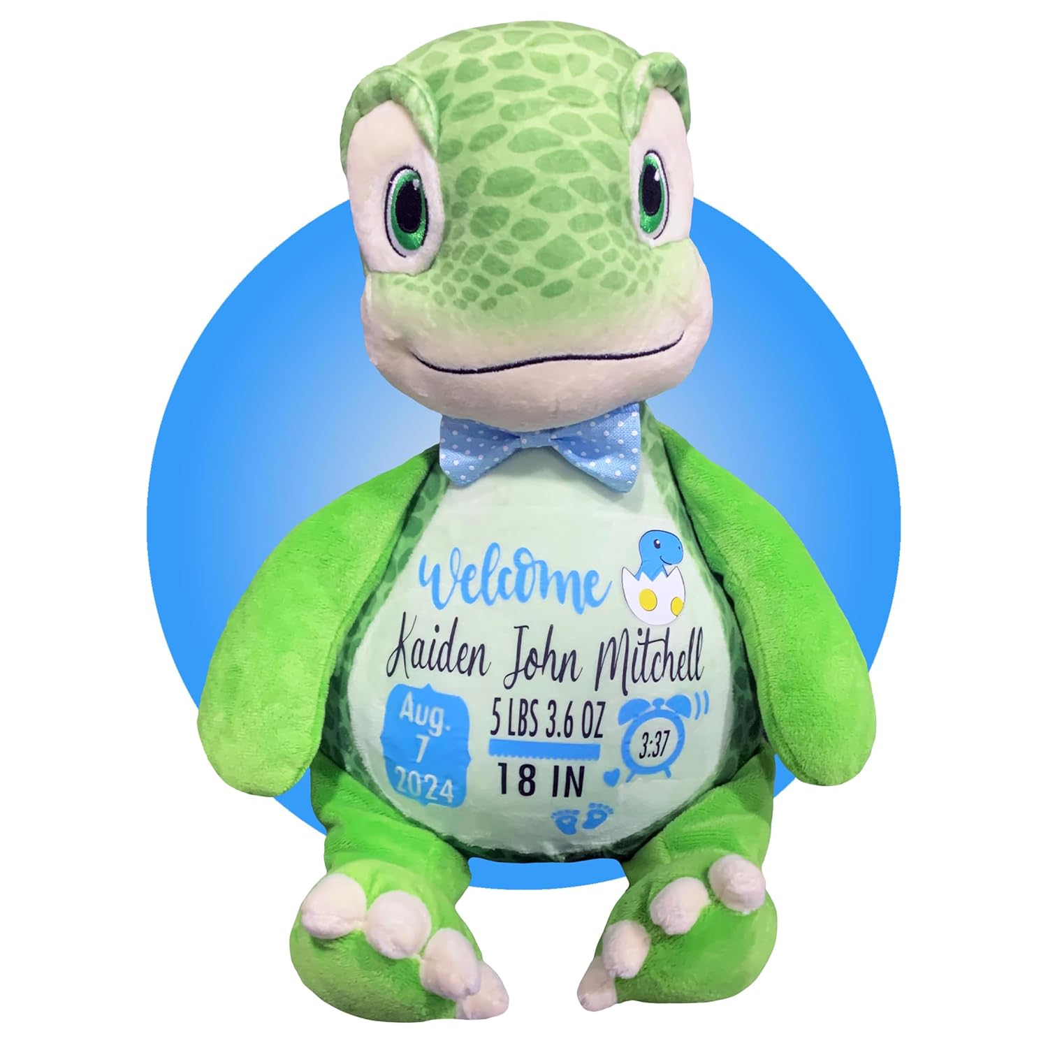 Baby Birth Stats Plush - Green Dinosaur
