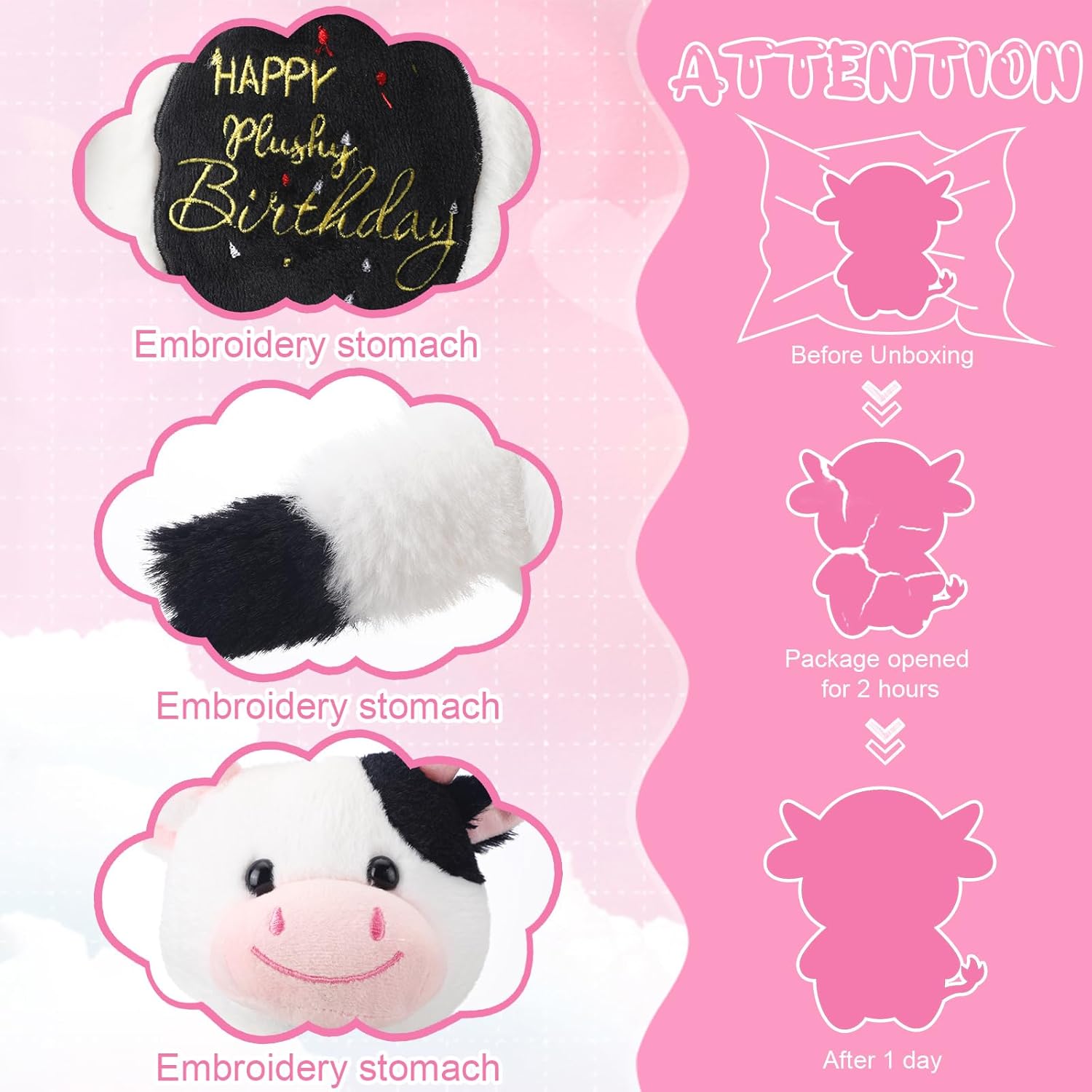 HyDren 98 Inch Happy Birthday Cow Plush Toy