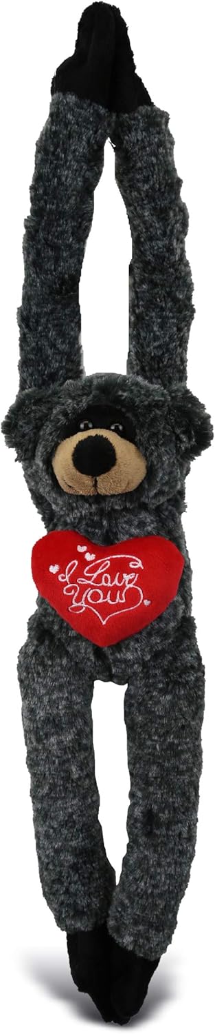 DolliBu I Love You Valentine Black Bear Plush - 21 Inches