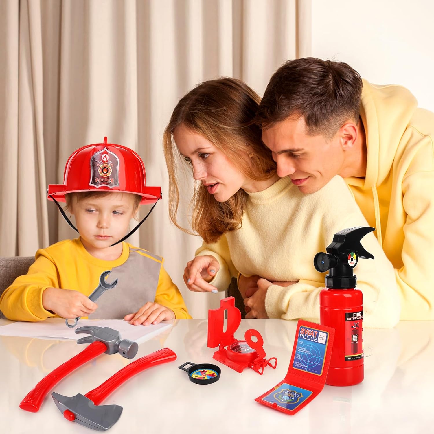 Noamus 18 Pcs Fireman Costume Kids Set
