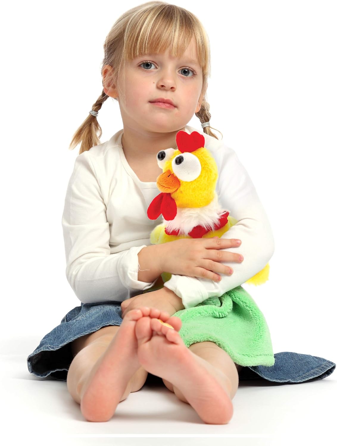DolliBu Plush Rooster Toy - Soft Huggable Sitting Yellow Farm Animal
