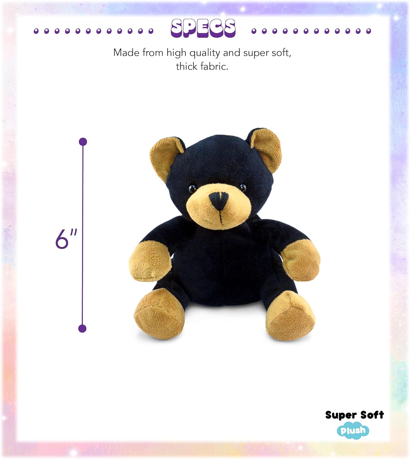 DolliBu Plush Black Bear - Soft Huggable 6 Inch Stuffed Animal
