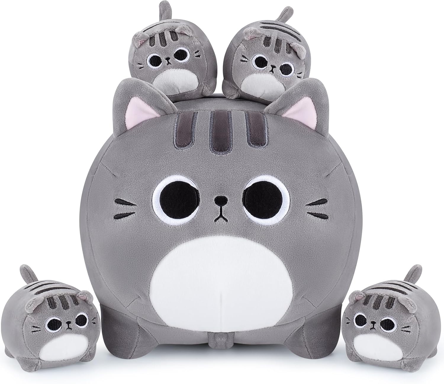 Grey Cat Plush Family Set 5PCS Stuffed Animals