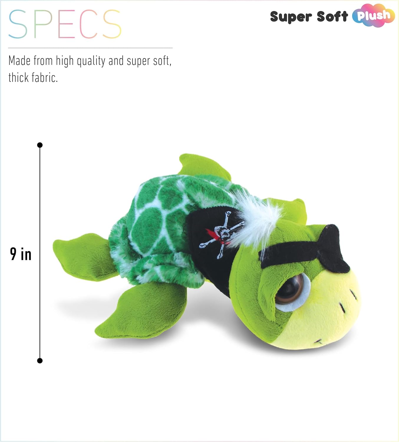 DolliBu Pirate Sea Turtle Plush - 9 Inch Huggable Toy