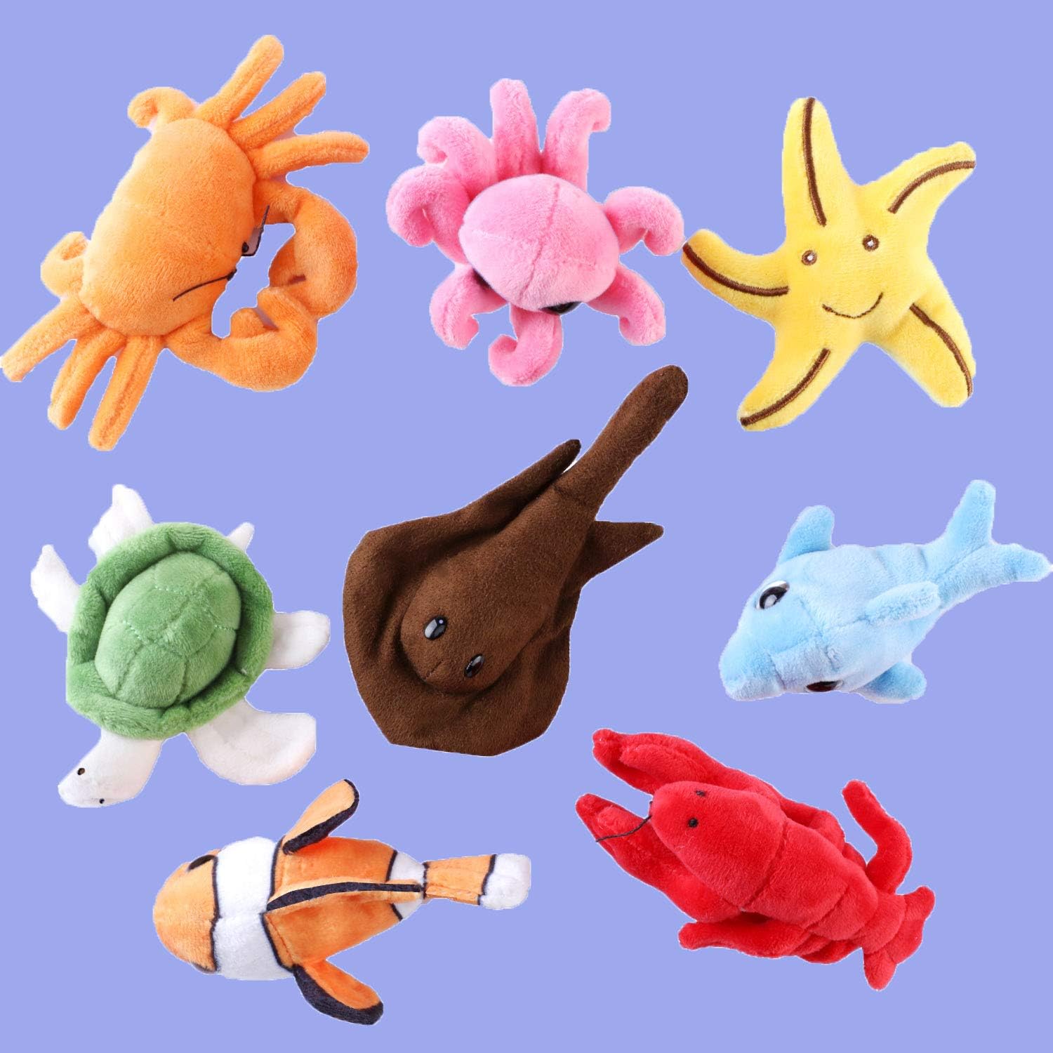 PELATOS Plush Sea Animals Playset with Storage Shell House