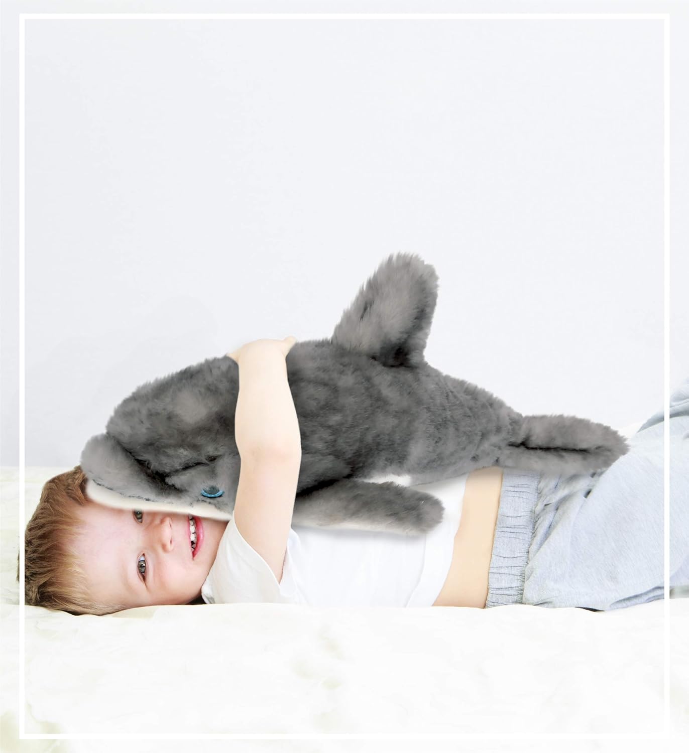DolliBu Grey Dolphin Plush Toy - 165 Inch Huggable Stuffed Animal