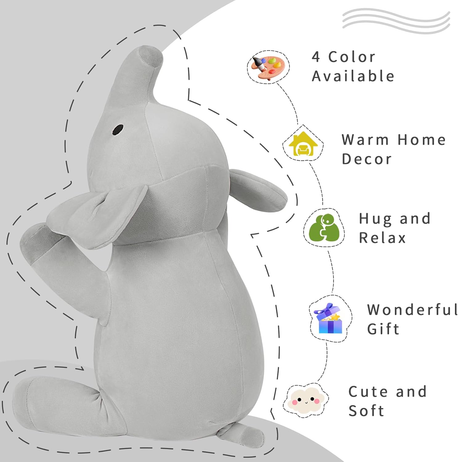 24 Grey Elephant Weighted Plushie for Relaxation
