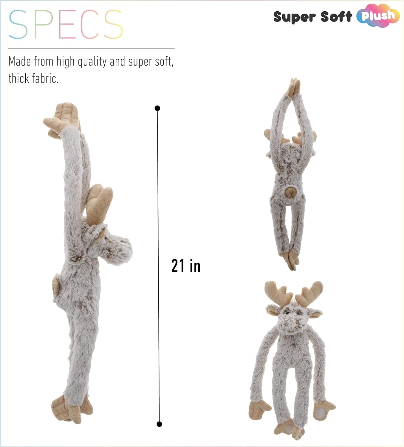 DolliBu Hanging Plush Moose - 21 Inch Super Soft