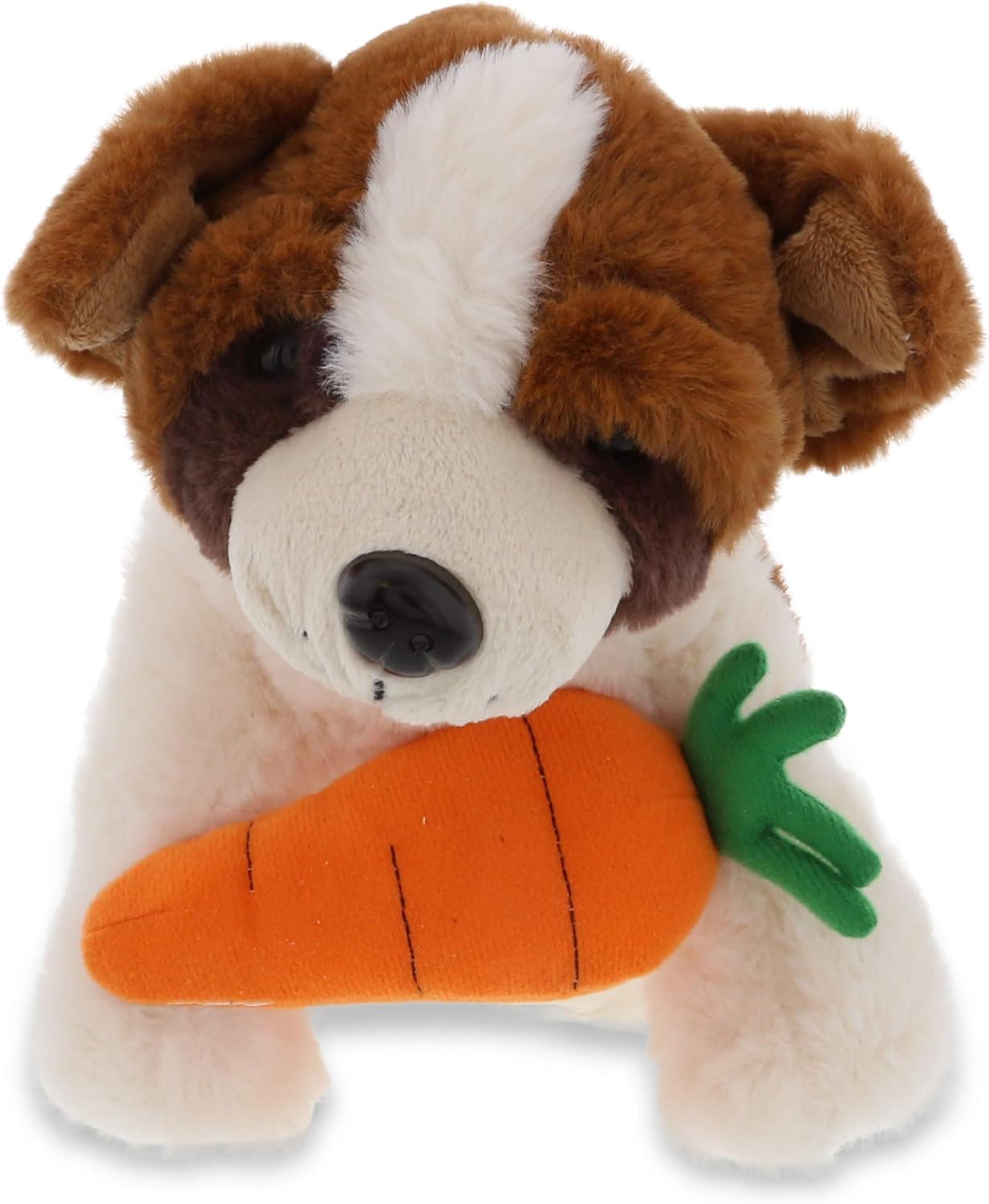 DolliBu St Bernard Dog Plush with Carrot - 8 Inches
