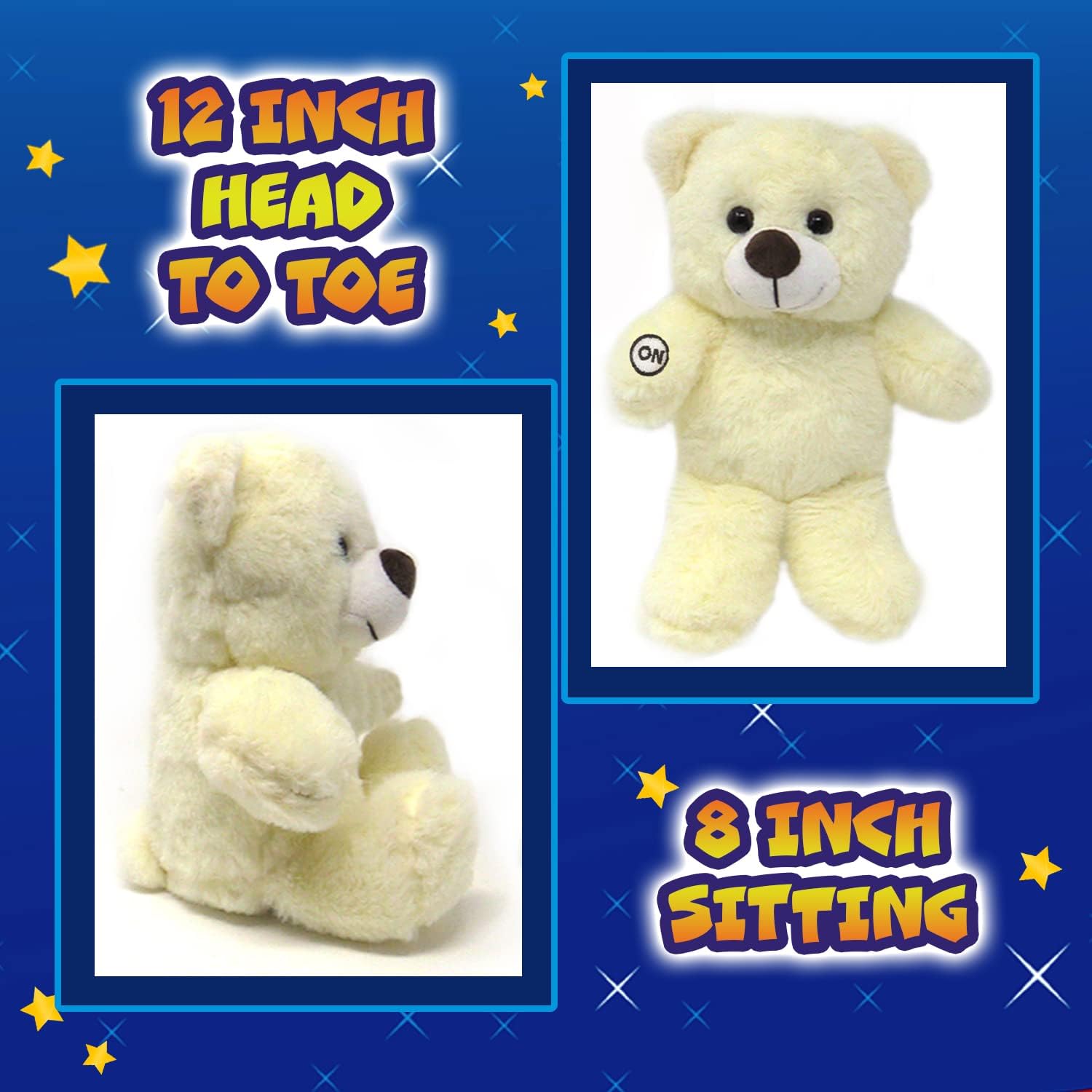The Noodley LED Light Up Stuffed Animal Sleep Toy - 12 Inch White