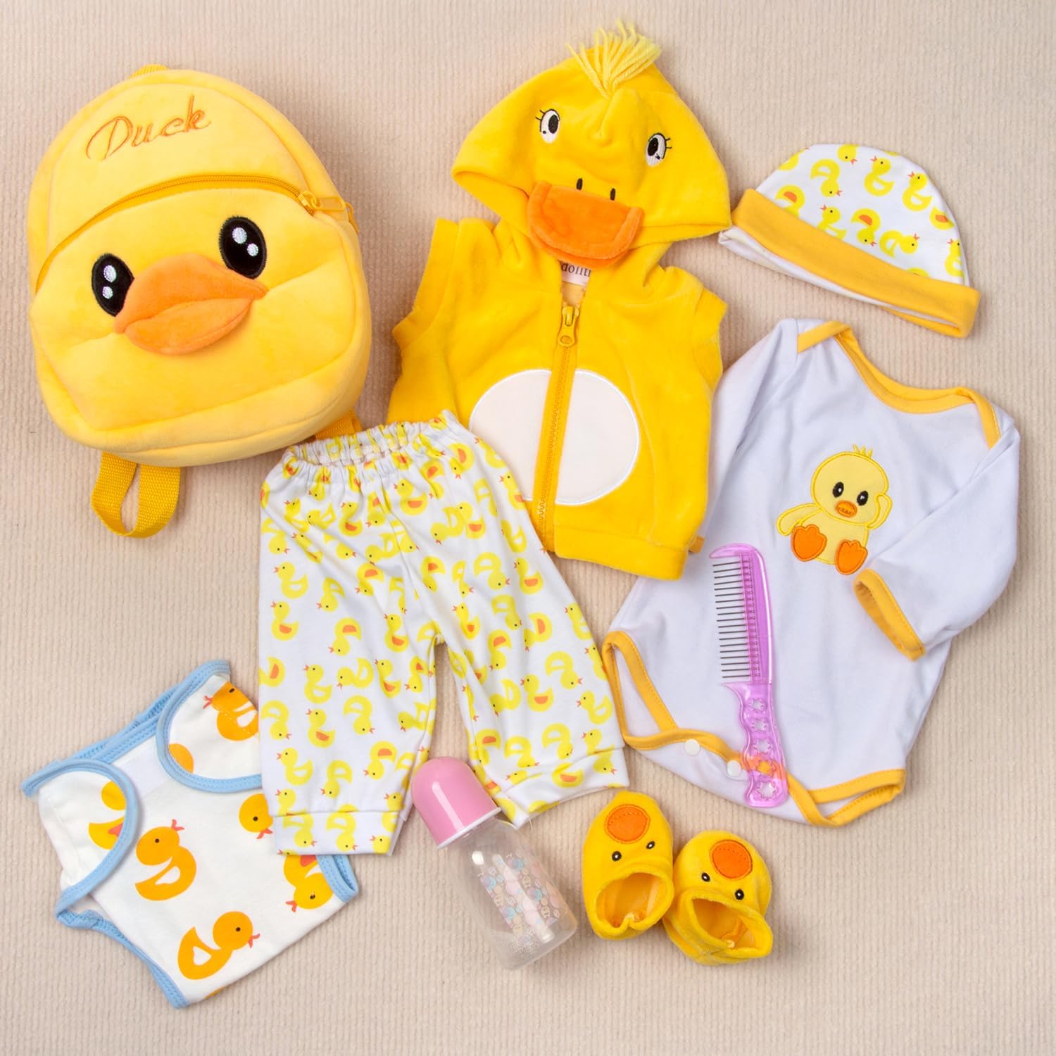Pedolltree Reborn Baby Doll 9pcs Yellow Duck Set