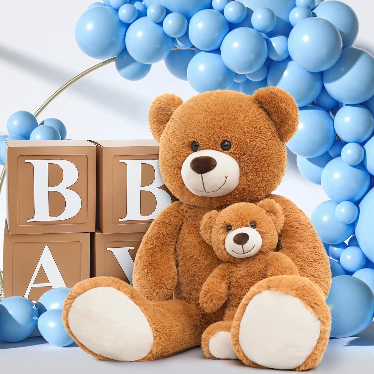 Tezituor Giant Stuffed Animal 39in Brown Teddy Bear Mommy With Baby