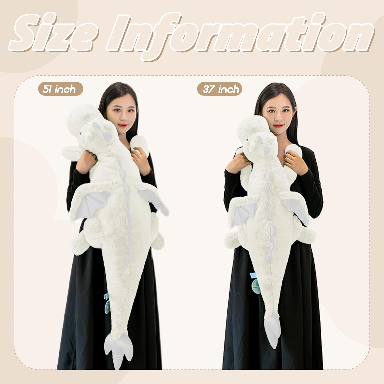 ARELUX 37in Cute Dragon Plush Toy with Wings