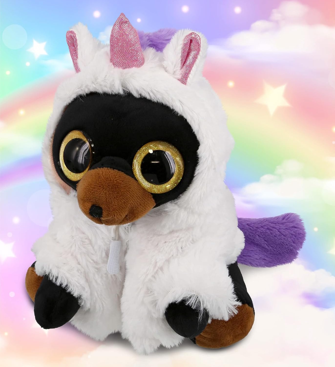 DolliBu Black Bear Unicorn Plush - 8 Inches Name Personalized